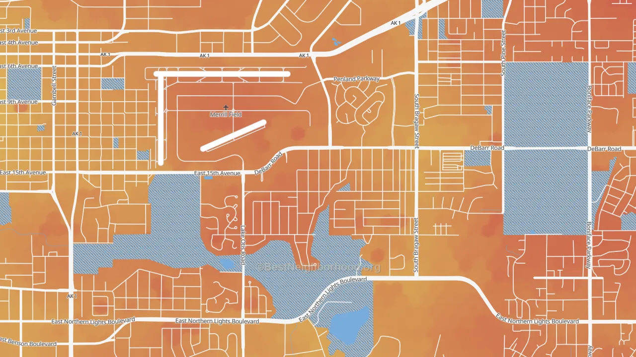 Transit Grade map of Airport Heights, Anchorage, AK