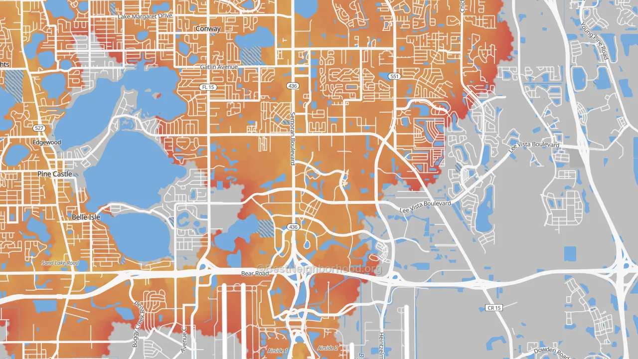 Transit Grade map of Airport North, Orlando, FL