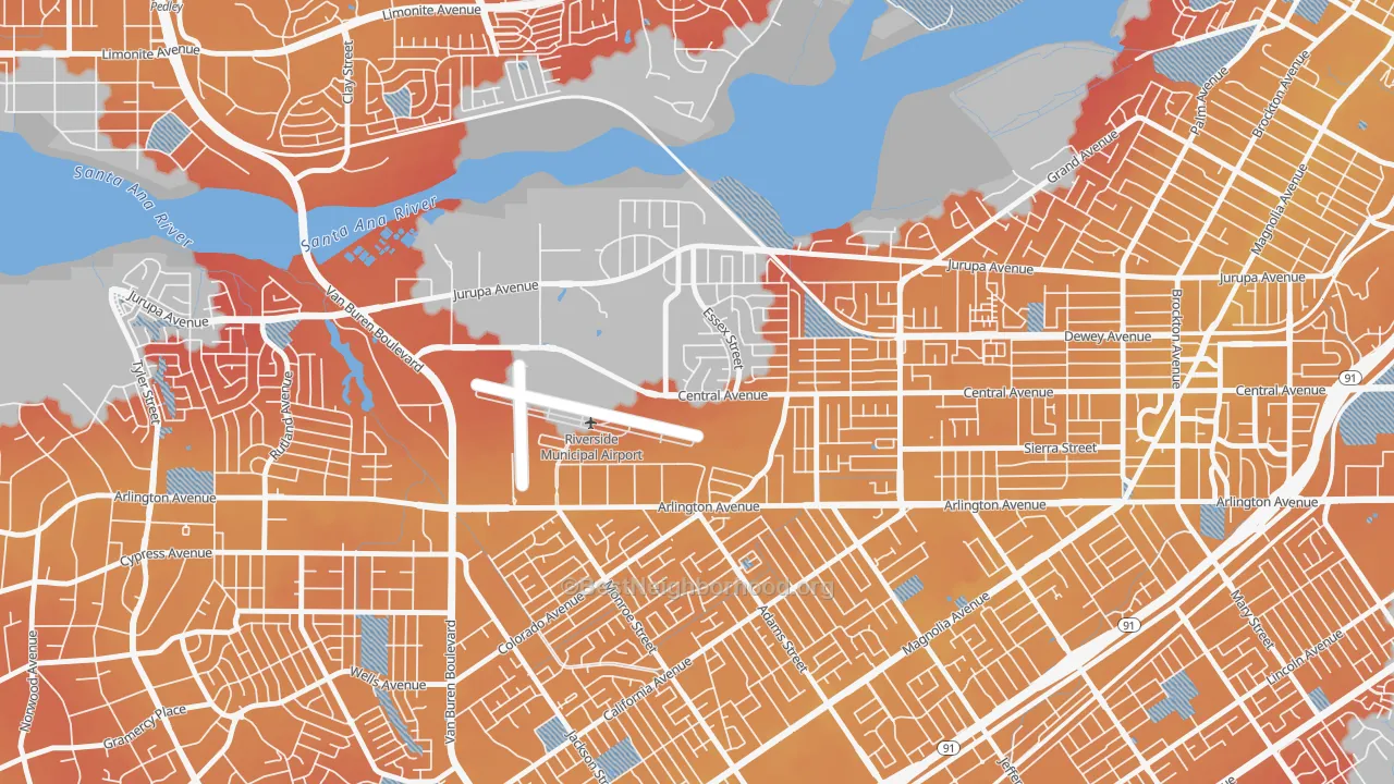 Transit Grade map of Airport, Riverside, CA
