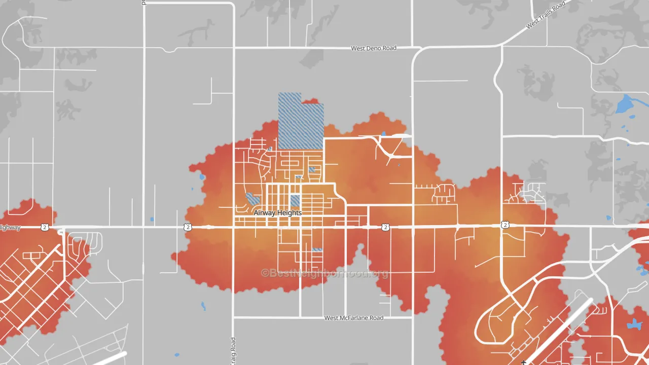 Transit Grade map of Airway Heights, WA