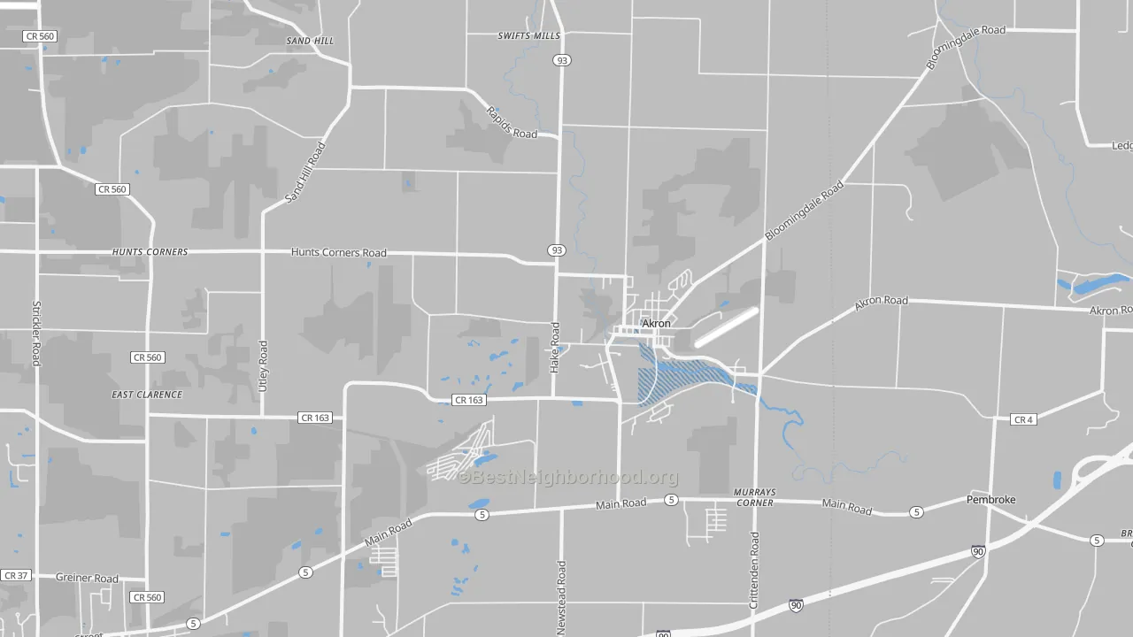 Transit Grade map of Akron, NY