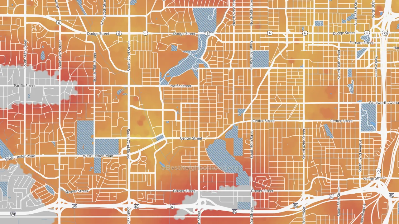 Transit Grade map of Aksarben-Elmwood Park, Omaha, NE