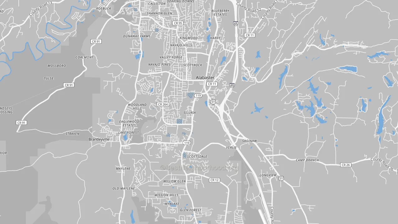 Transit Grade map of Alabaster, AL