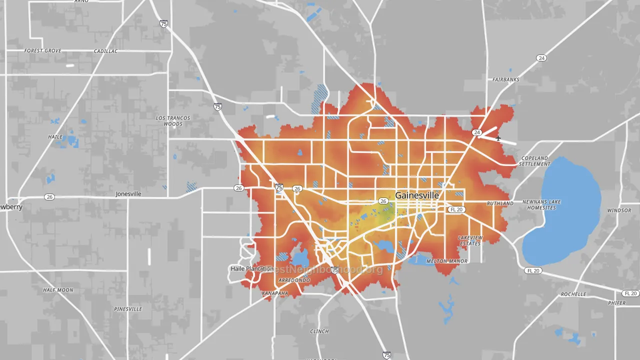 Transit Grade map of Alachua County, FL
