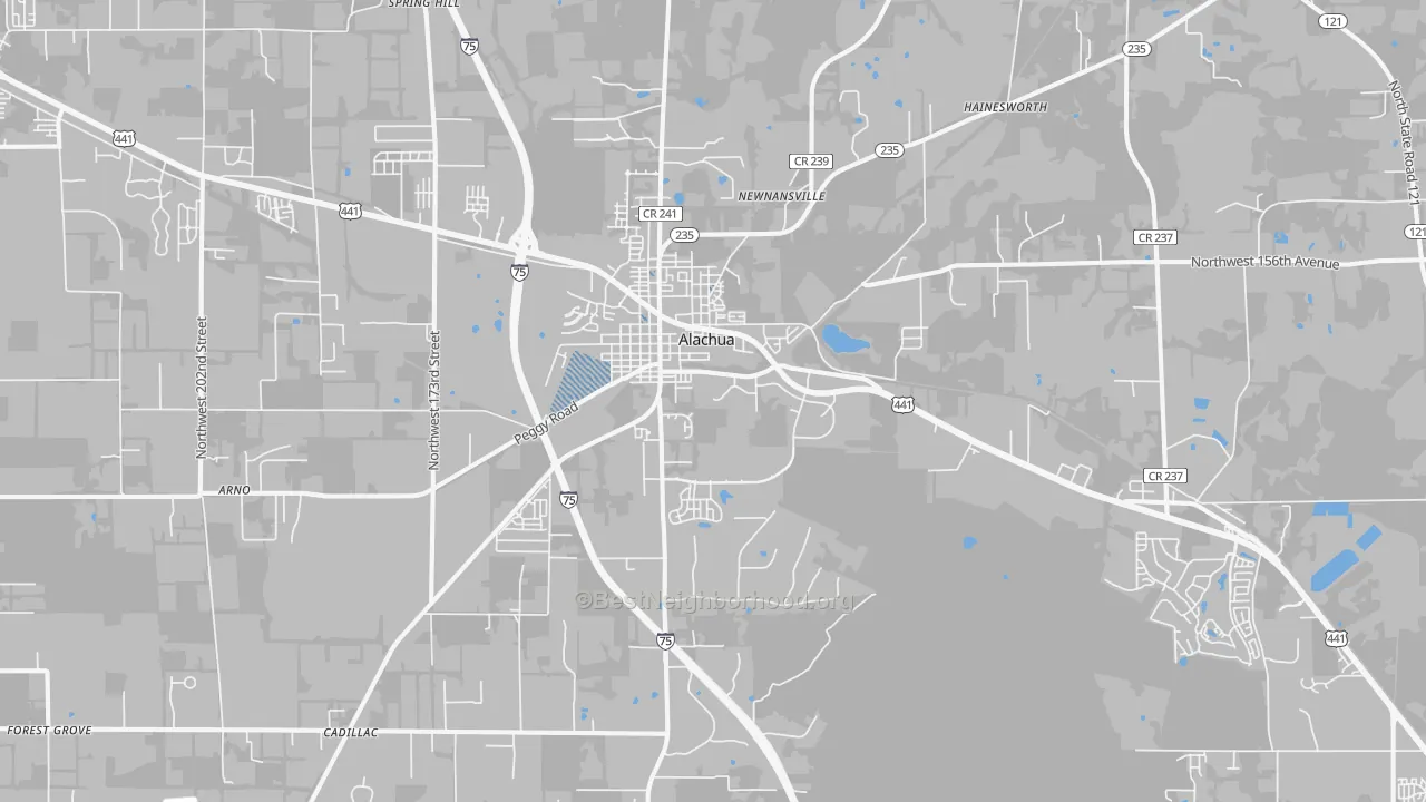 Transit Grade map of Alachua, FL