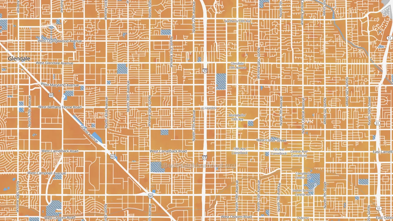 Transit Grade map of Alahambra, Phoenix, AZ