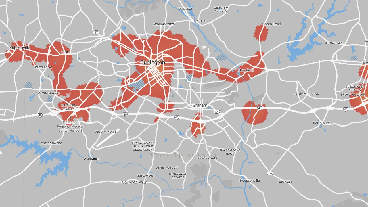 Transit Grade map of Alamance County, NC