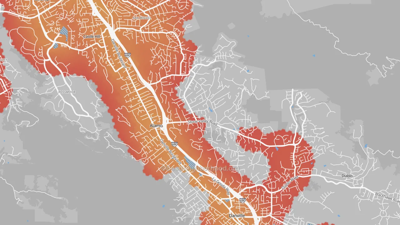 Transit Grade map of Alamo, CA