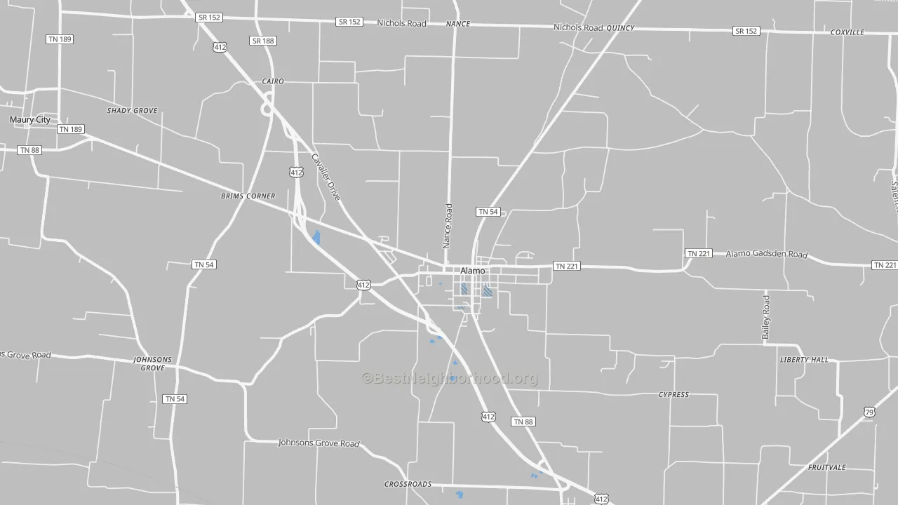 Transit Grade map of Alamo, TN