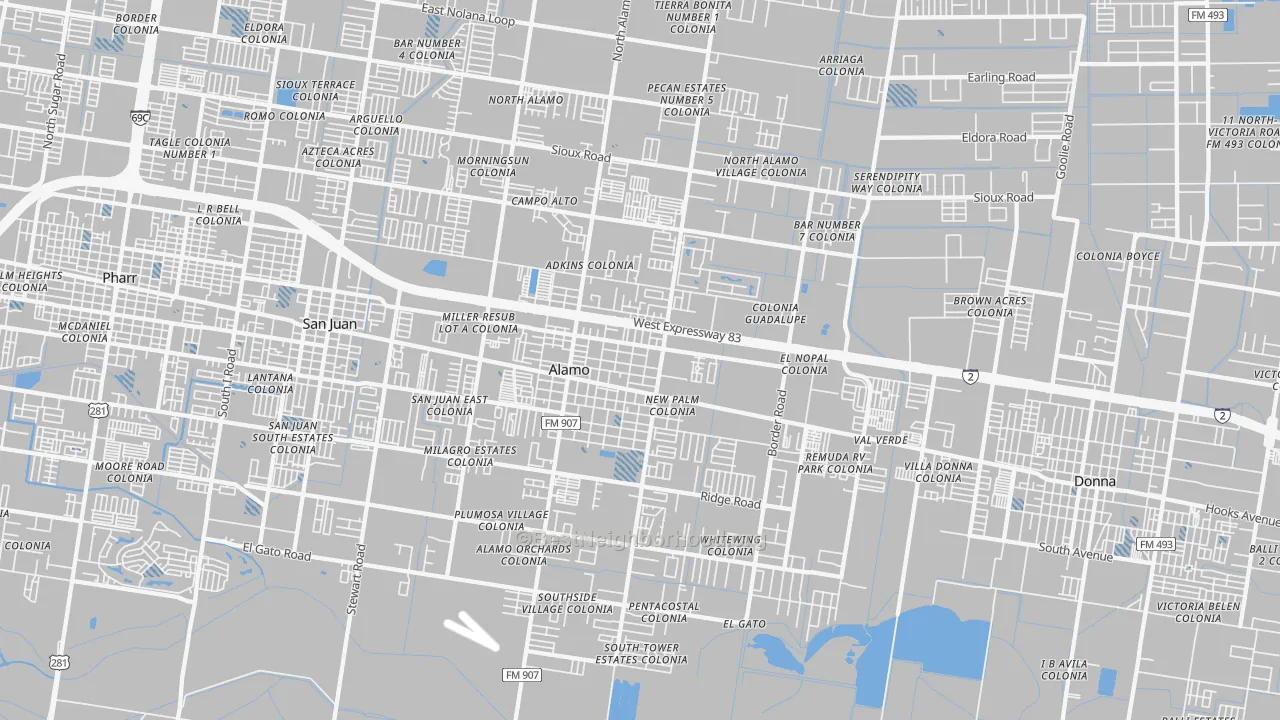 Transit Grade map of Alamo, TX