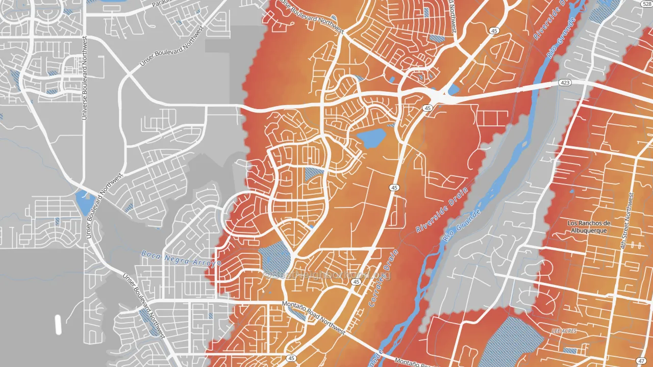 Transit Grade map of Alban Hills, Albuquerque, NM