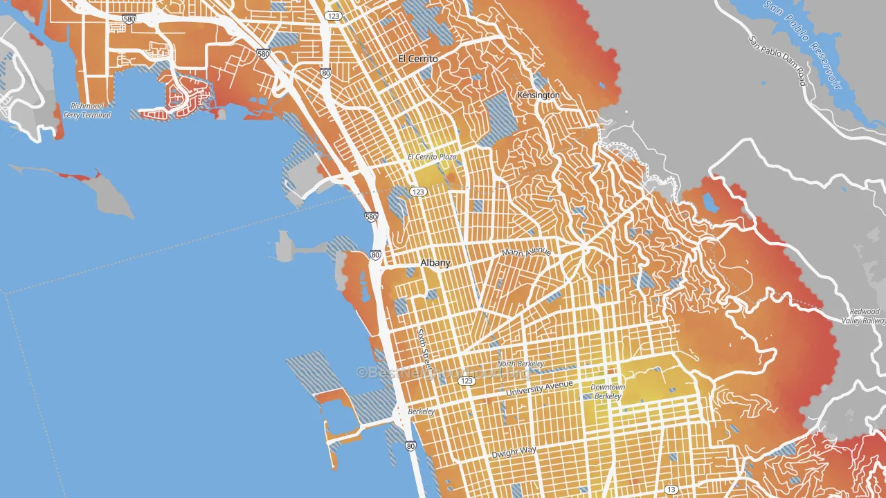 Transit Grade map of Albany, CA