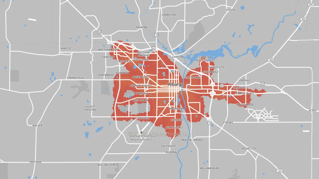 Transit Grade map of Albany, GA