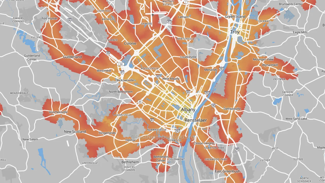 Transit Grade map of Albany, NY