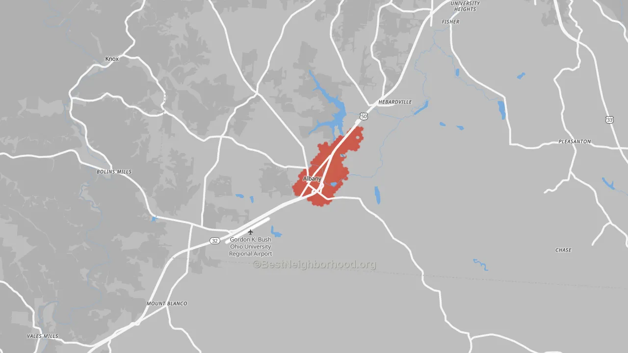 Transit Grade map of Albany, OH