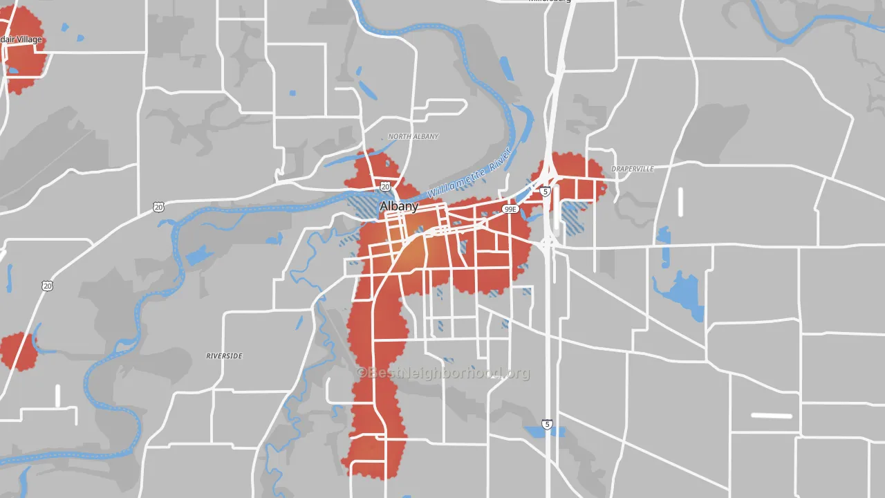 Transit Grade map of Albany, OR