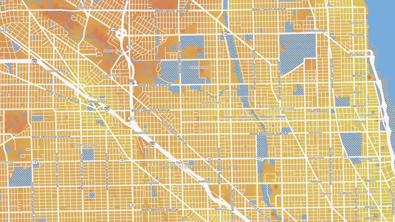 Transit Grade map of Albany Park, Chicago, IL
