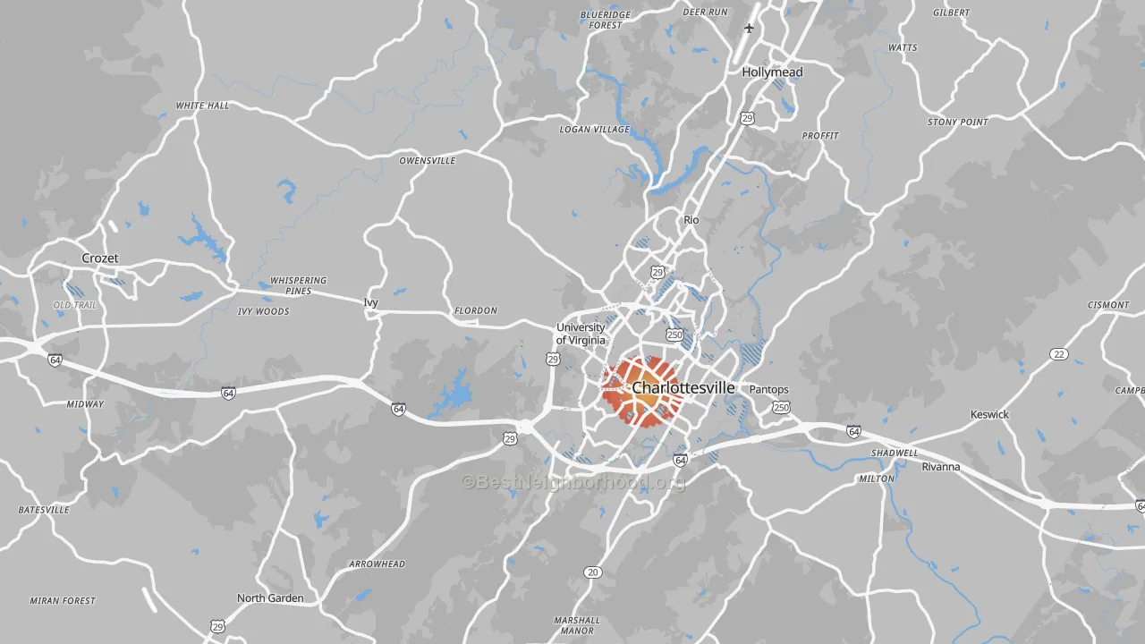 Transit Grade map of Albemarle County, VA