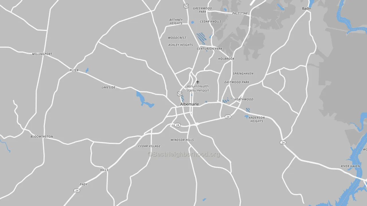 Transit Grade map of Albemarle, NC