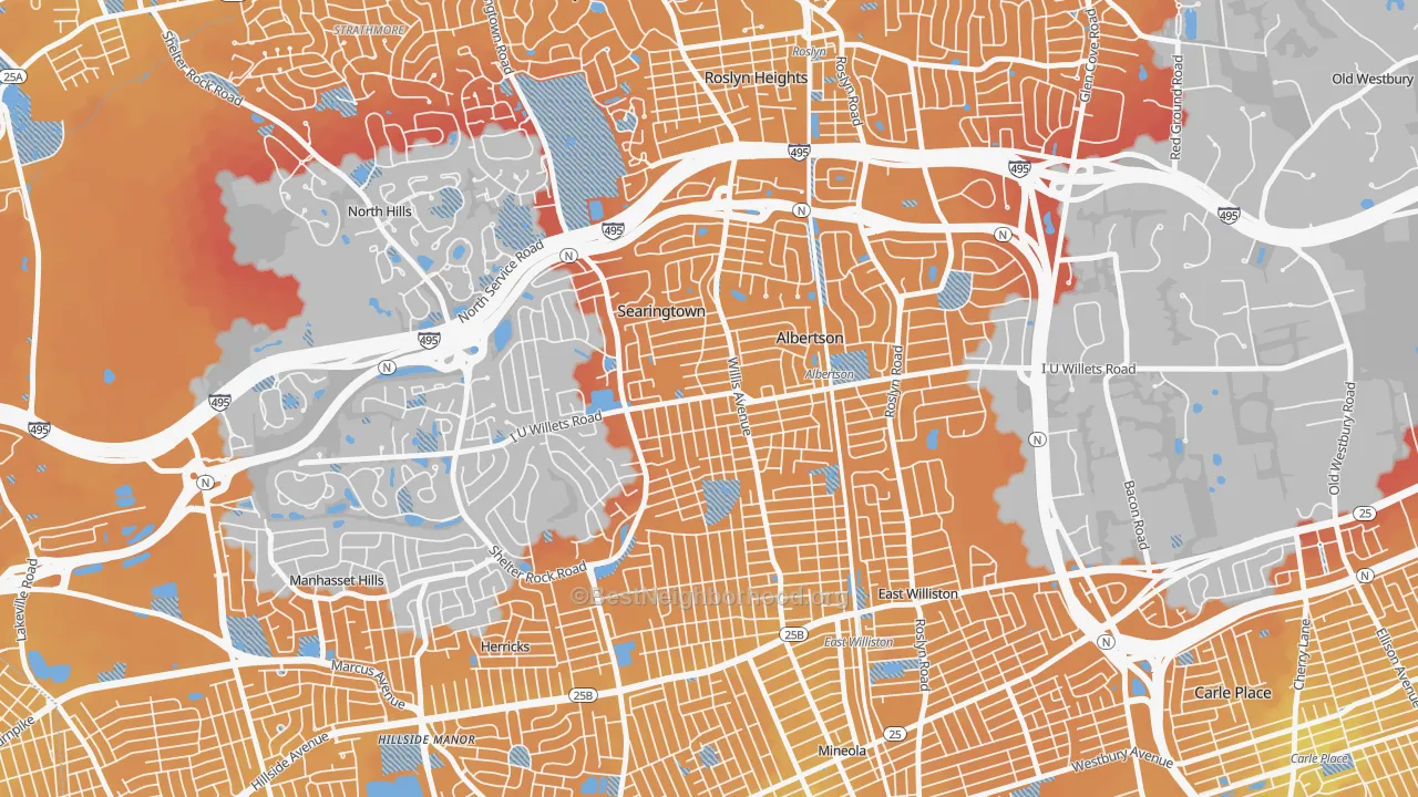 Transit Grade map of Albertson, NY