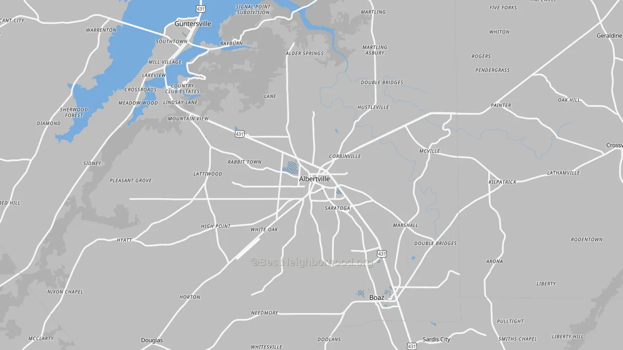 Transit Grade map of Albertville, AL