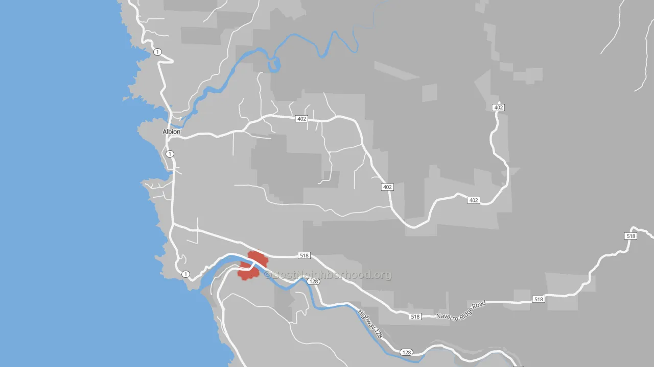 Transit Grade map of Albion, CA