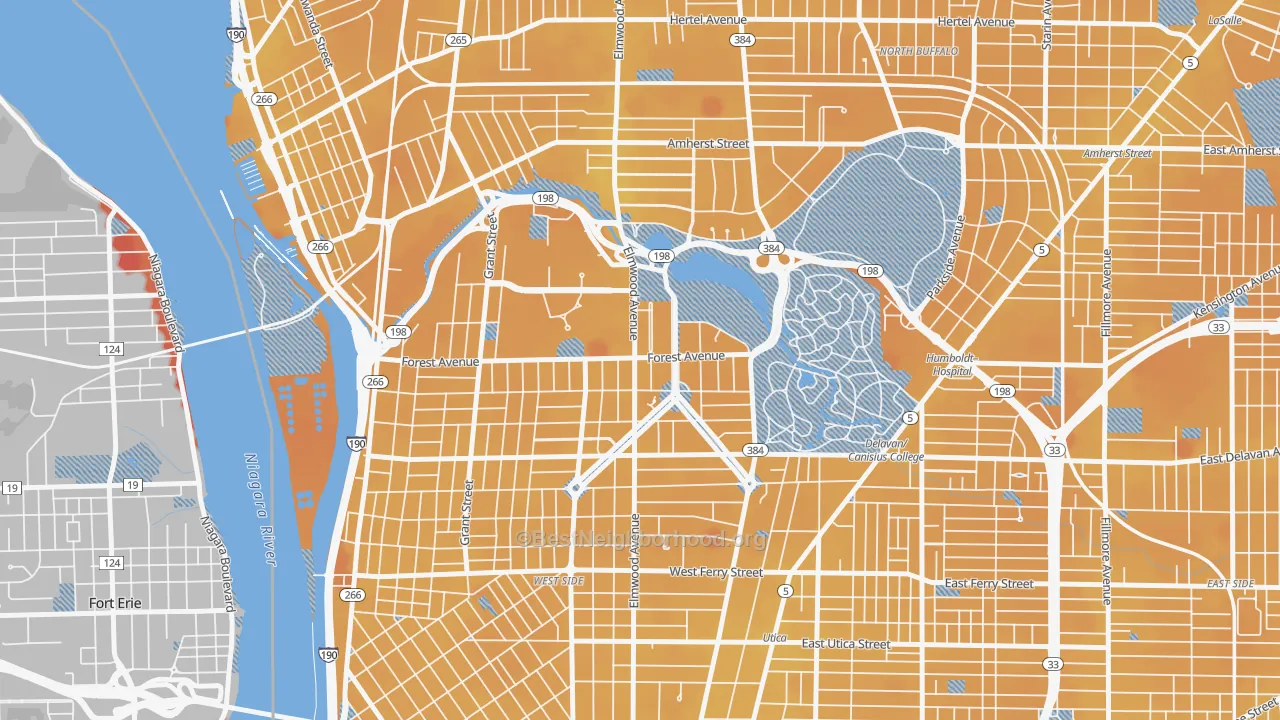 Transit Grade map of Albright, Buffalo, NY