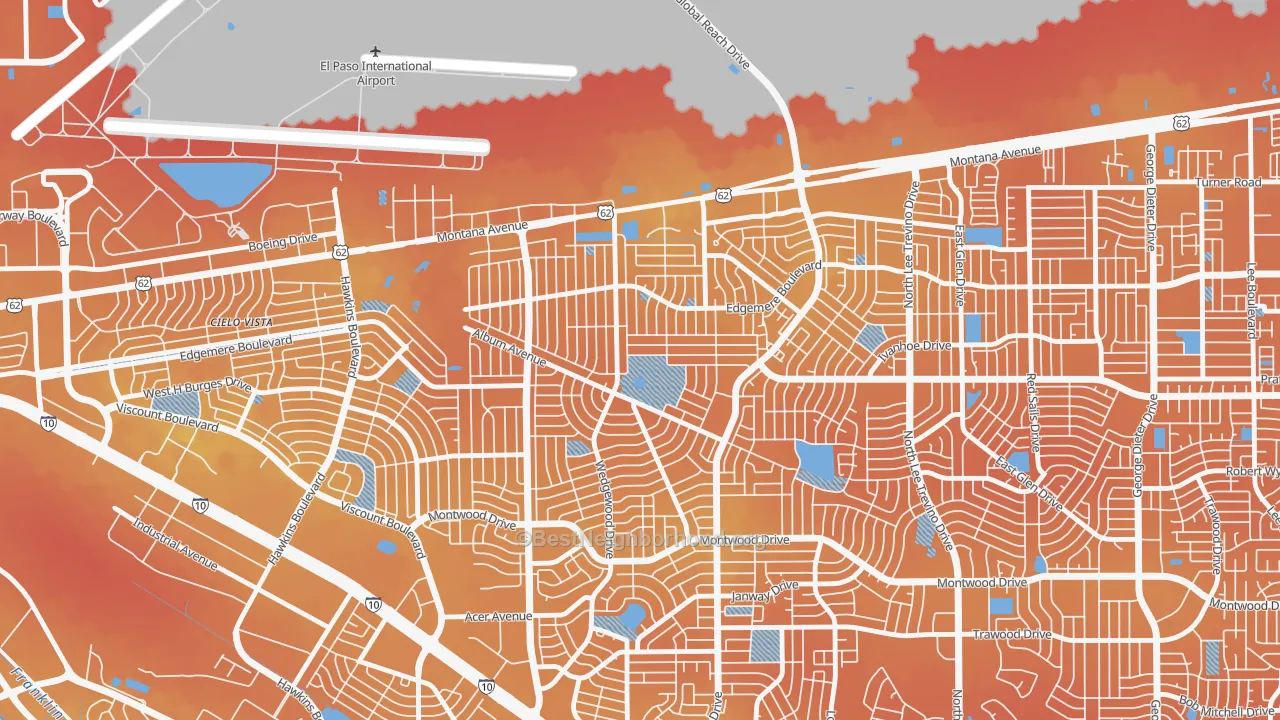 Transit Grade map of Album Park, El Paso, TX