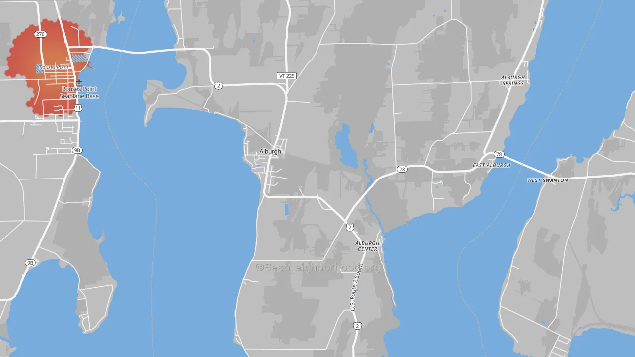 Transit Grade map of Alburg, VT