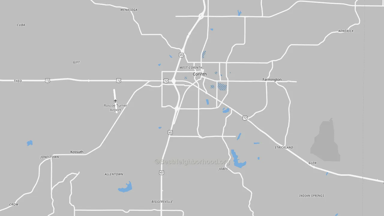 Transit Grade map of Alcorn County, MS