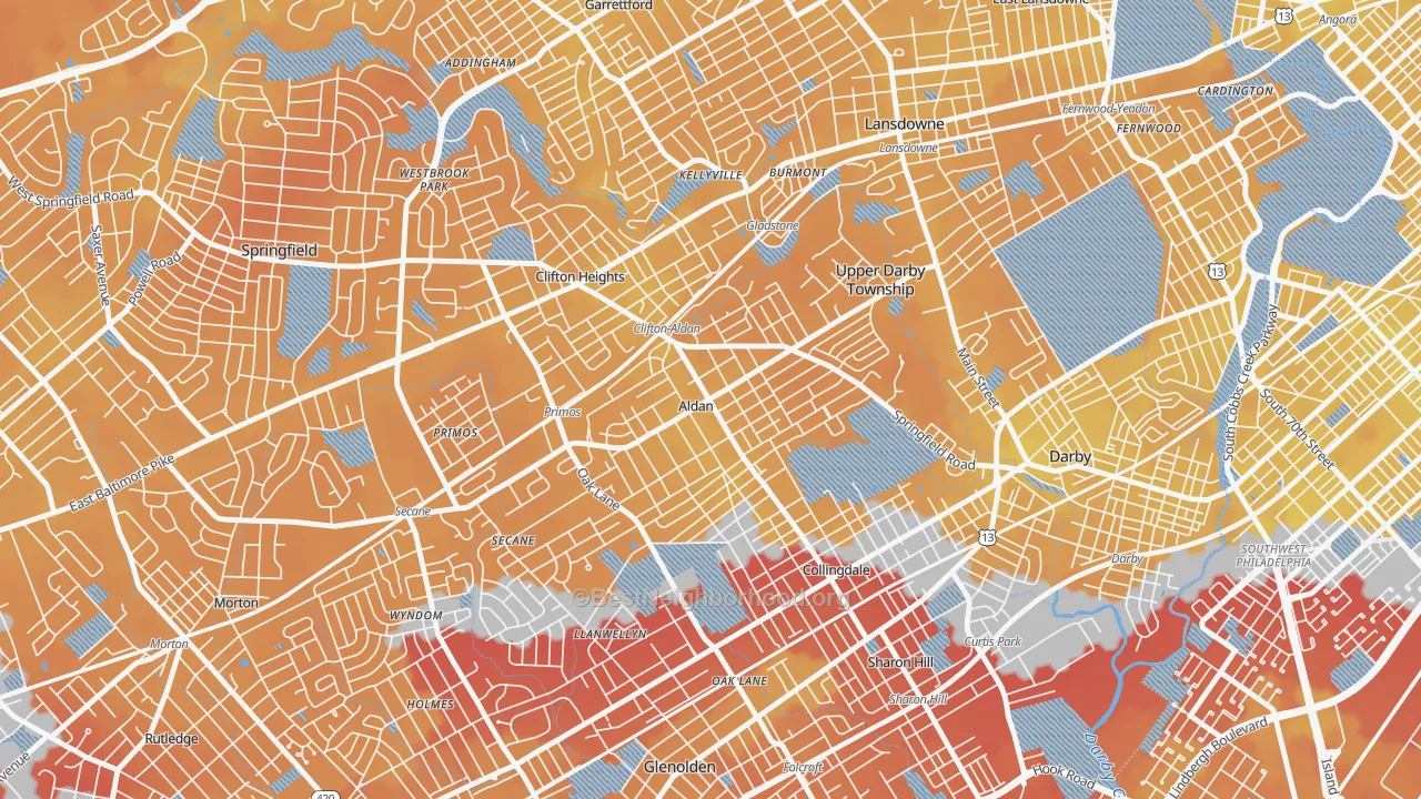 Transit Grade map of Aldan, PA