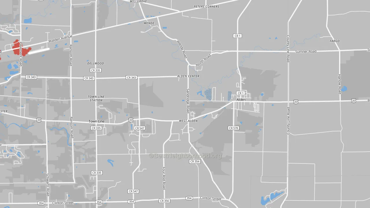 Transit Grade map of Alden, NY