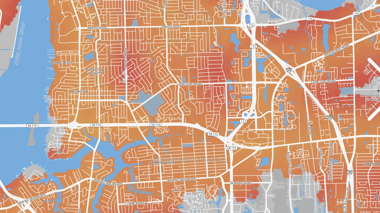 Transit Grade map of Alderman Park, Jacksonville, FL