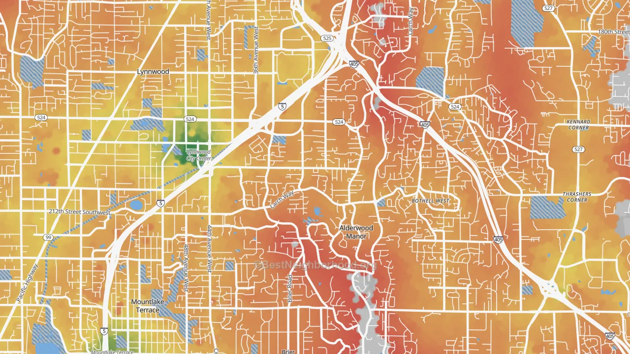 Transit Grade map of Alderwood Manor, Lynnwood, WA