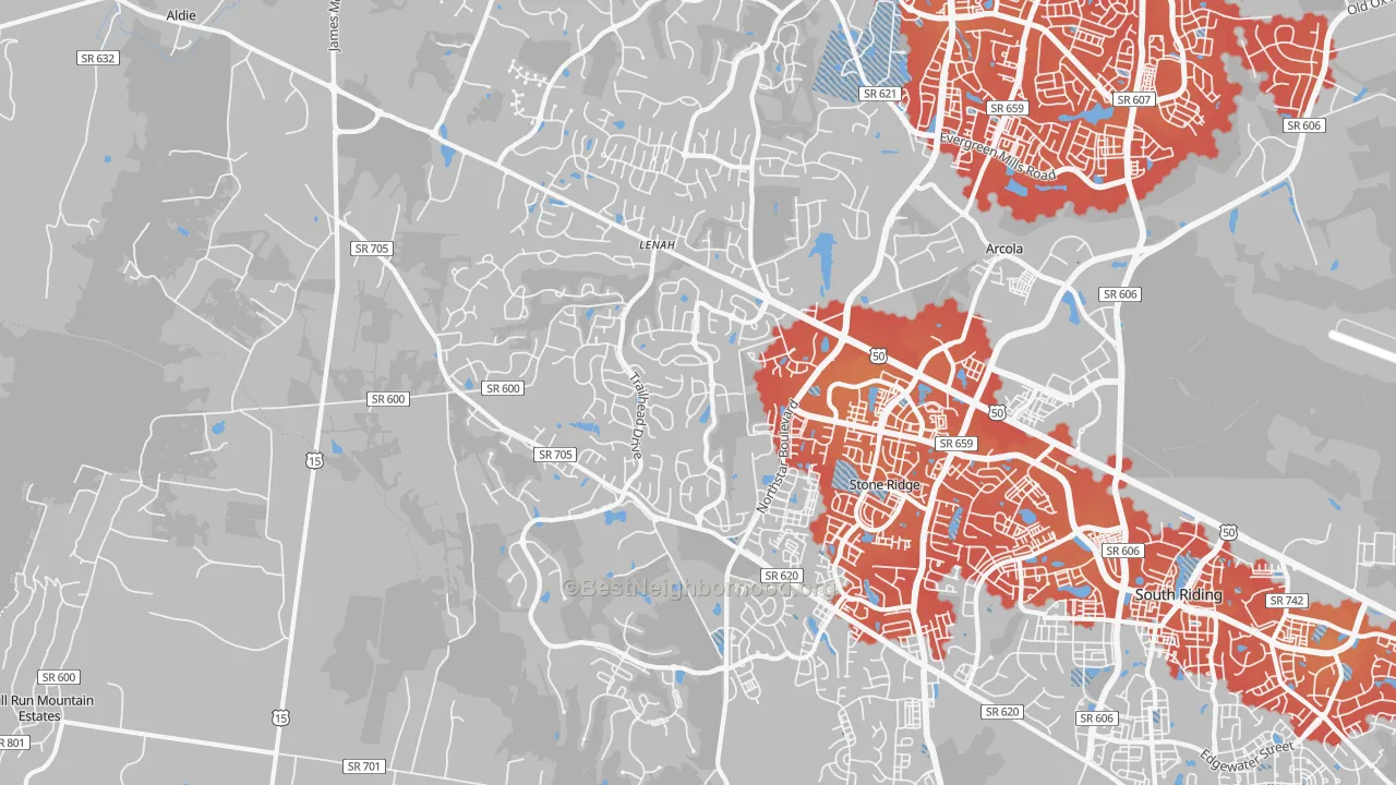 Transit Grade map of Aldie, VA