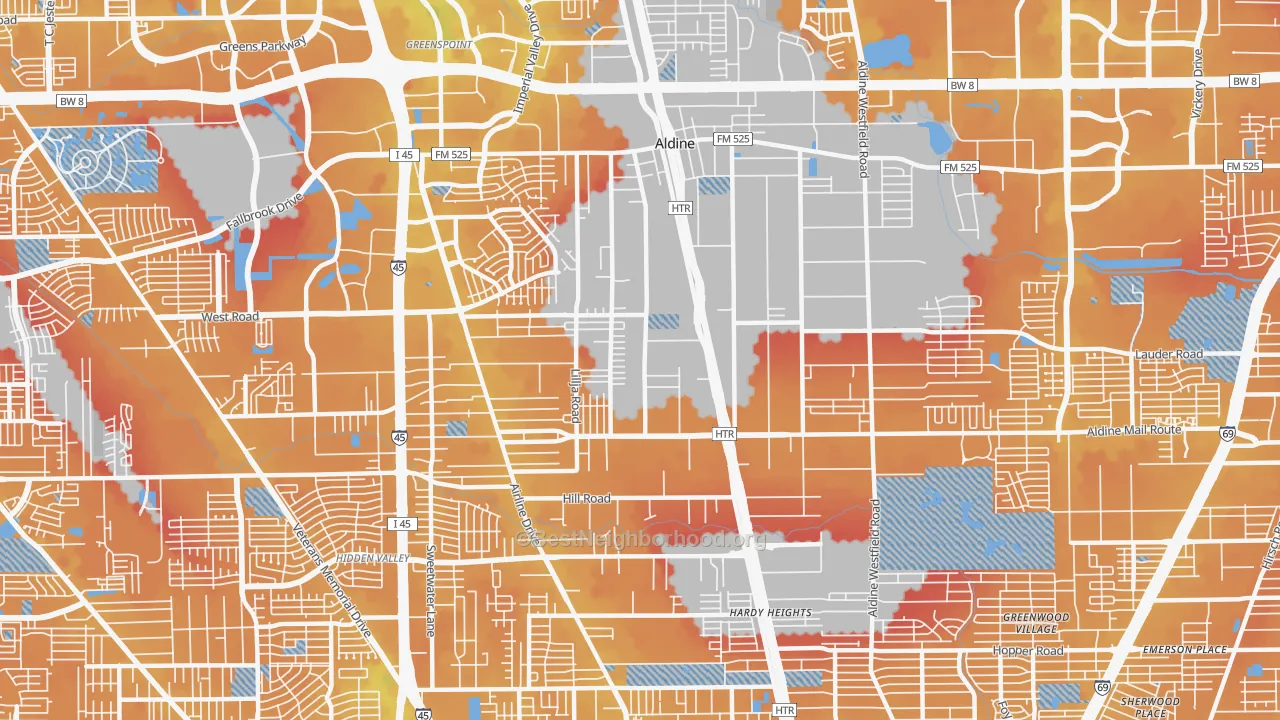 Transit Grade map of Aldine, TX