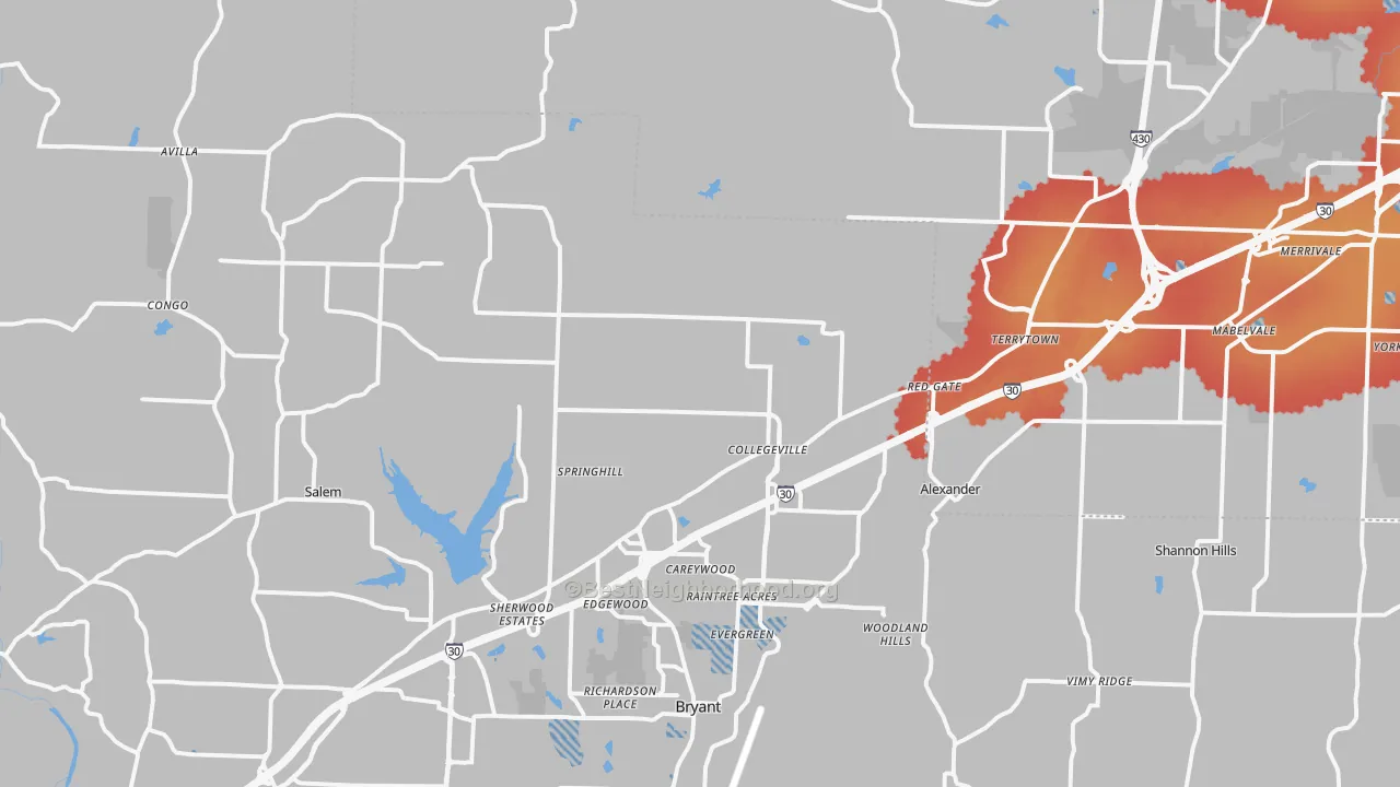 Transit Grade map of Alexander, AR