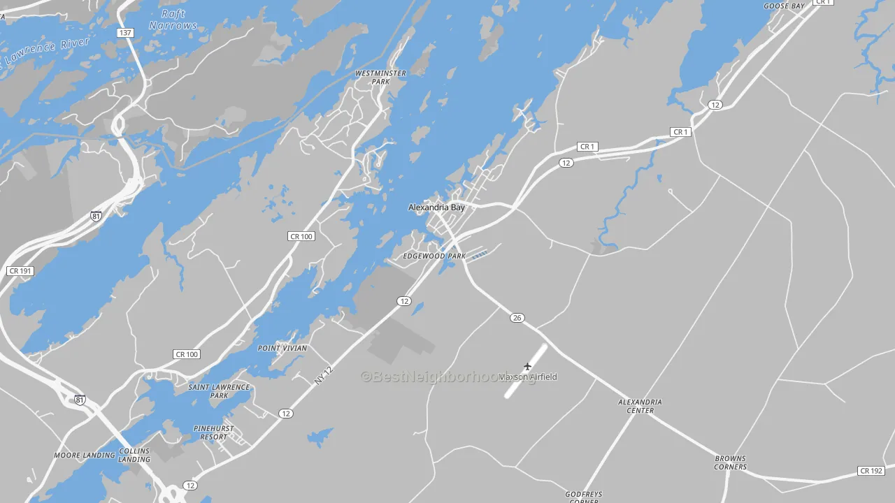 Transit Grade map of Alexandria Bay, NY