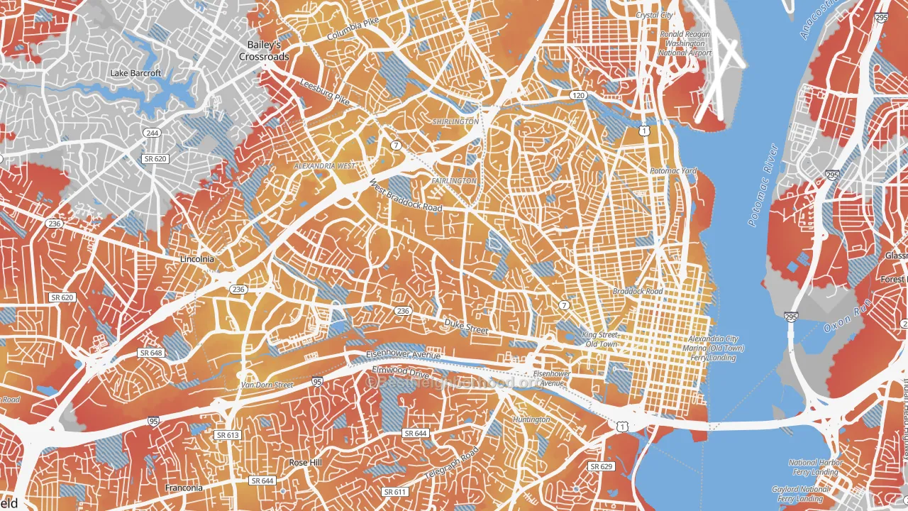 Transit Grade map of Alexandria City, VA