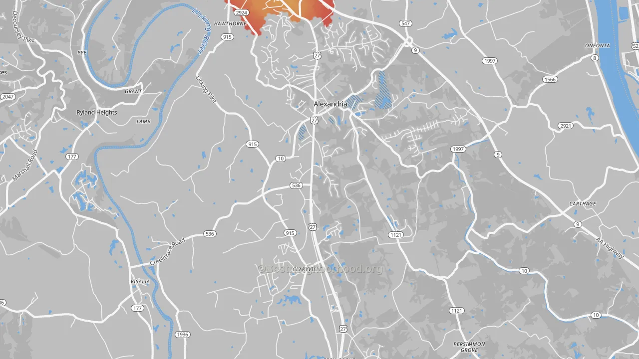 Transit Grade map of Alexandria, KY