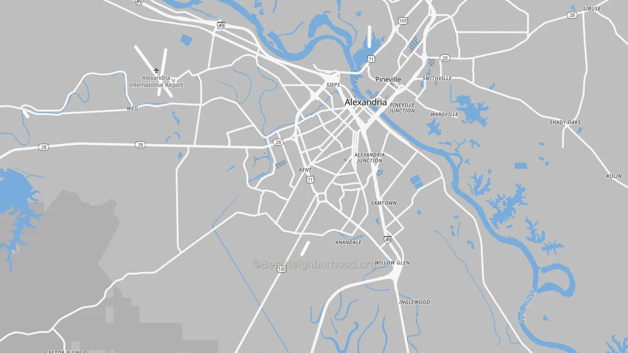 Transit Grade map of Alexandria, LA