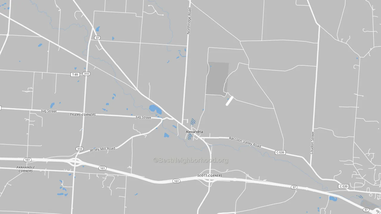 Transit Grade map of Alexandria, OH