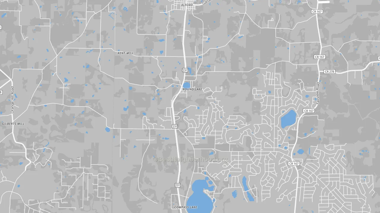 Transit Grade map of Alford, FL