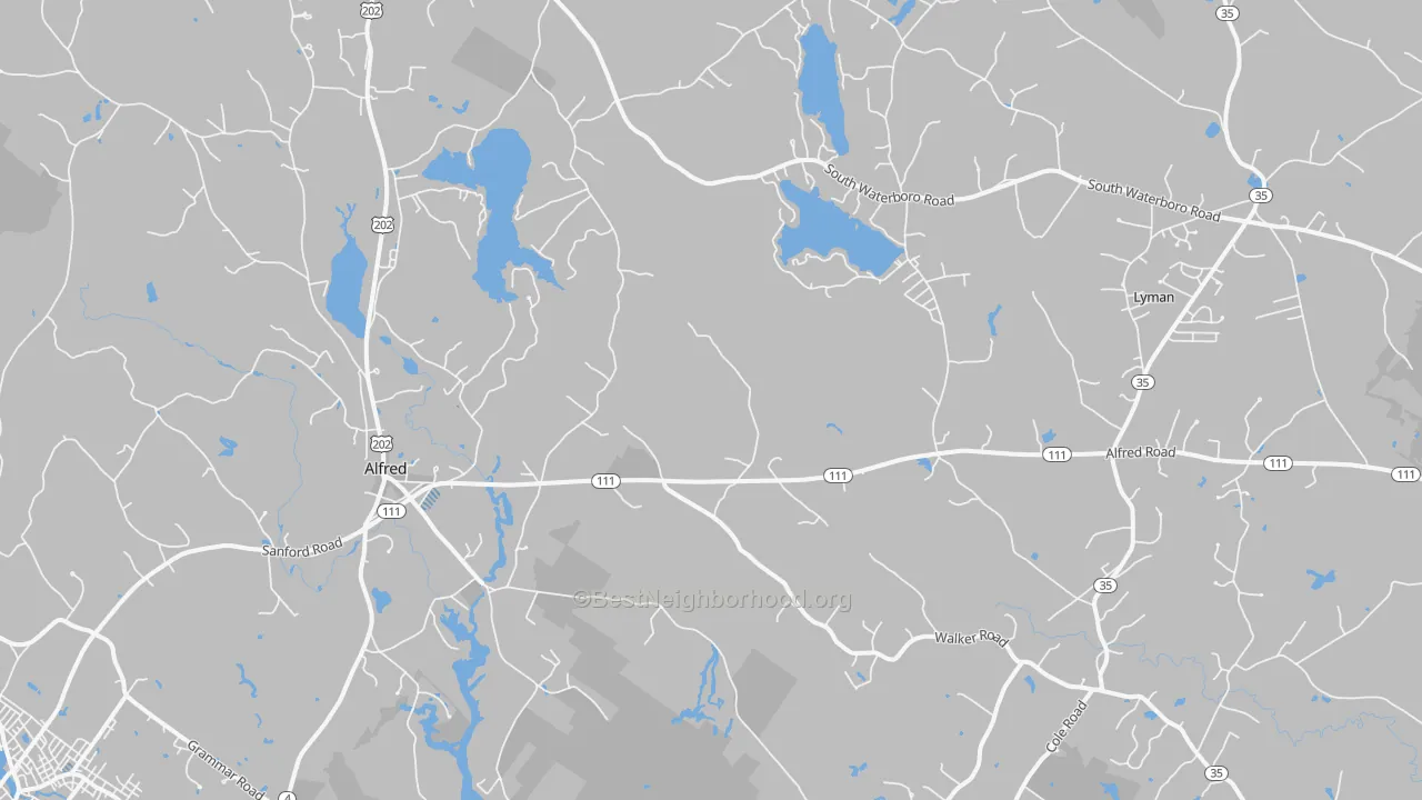 Transit Grade map of Alfred, ME