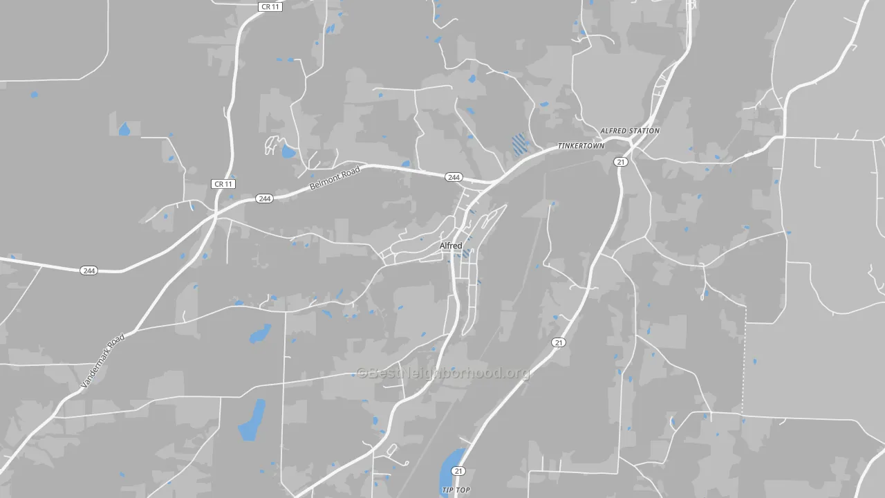 Transit Grade map of Alfred, NY