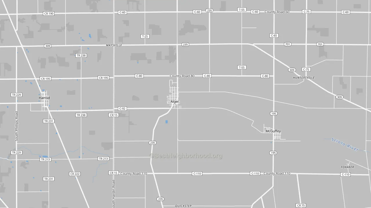 Transit Grade map of Alger, OH
