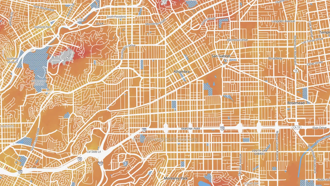 Transit Grade map of Alhambra, CA