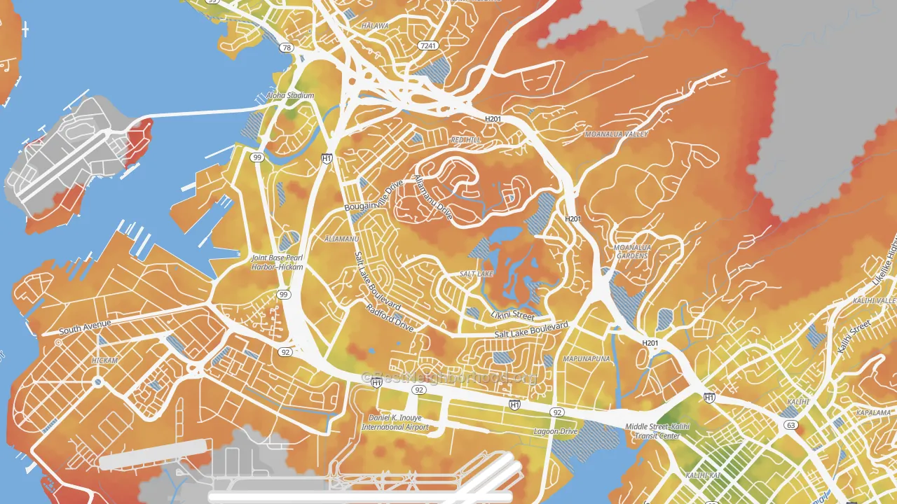 Transit Grade map of Aliamanu, Honolulu, HI