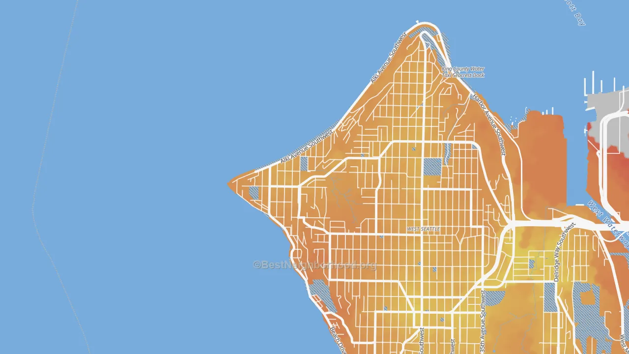 Transit Grade map of Alki, Seattle, WA
