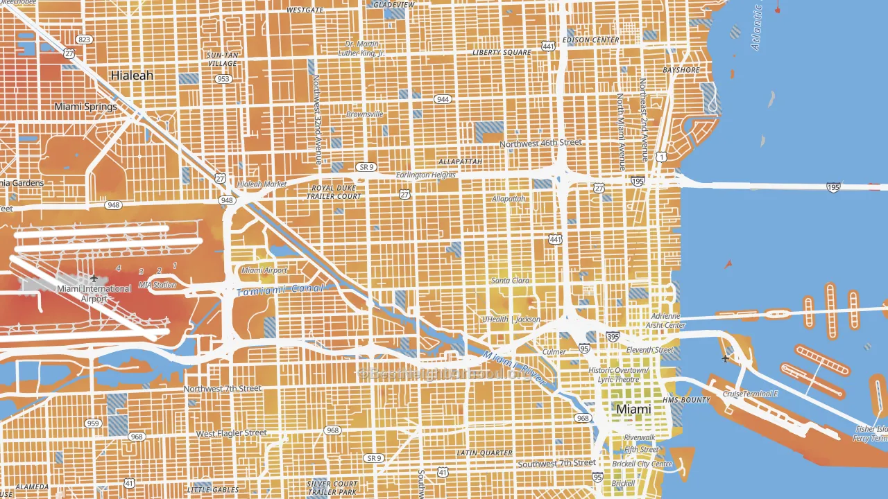 Transit Grade map of Allapattah, Miami, FL